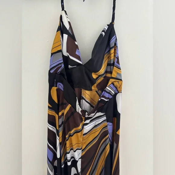 Vintage Satin Multi Colour Patterned Dress - Picture 7 of 10